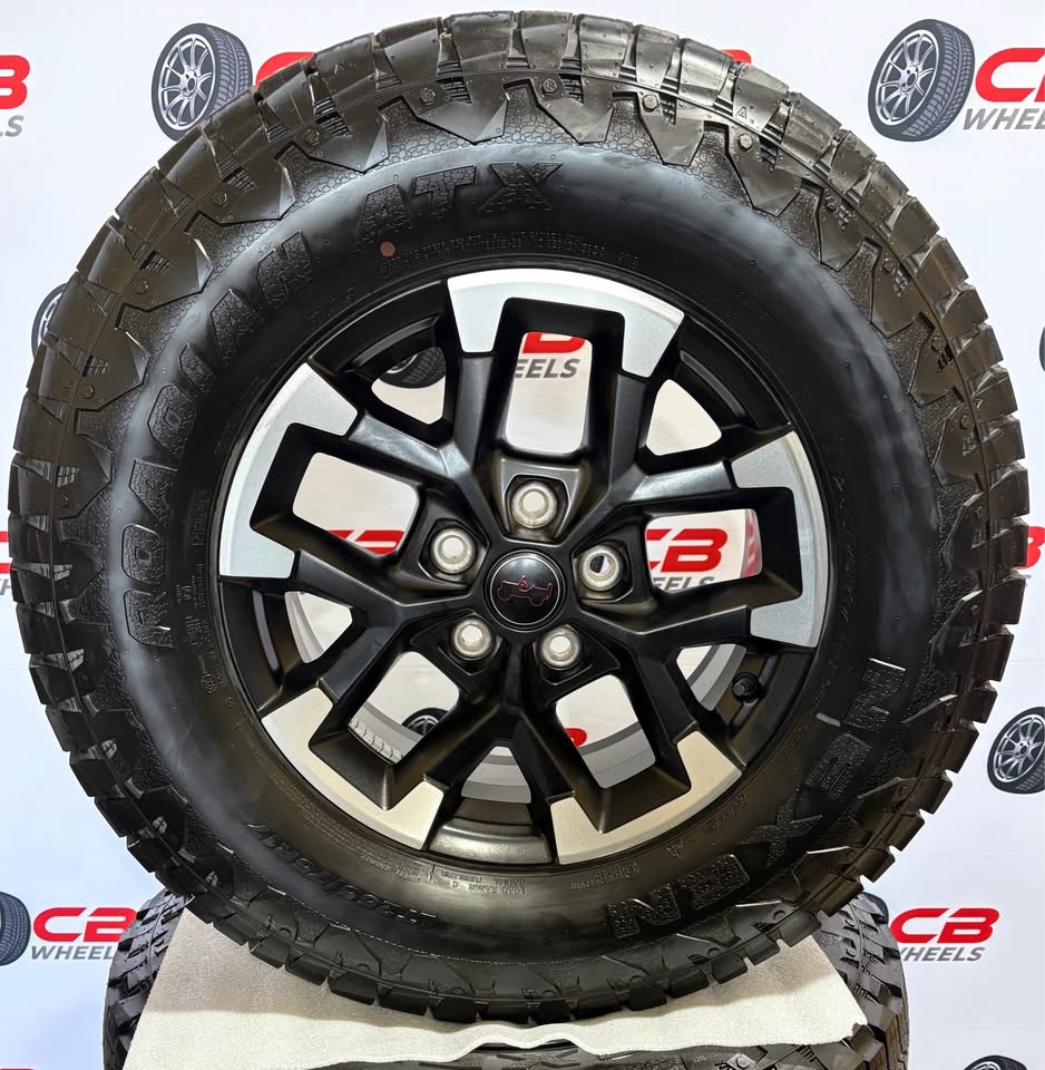 Jeep Wrangler 17" OEM Machined Matte Black Wheels and Tires (Set of 5)