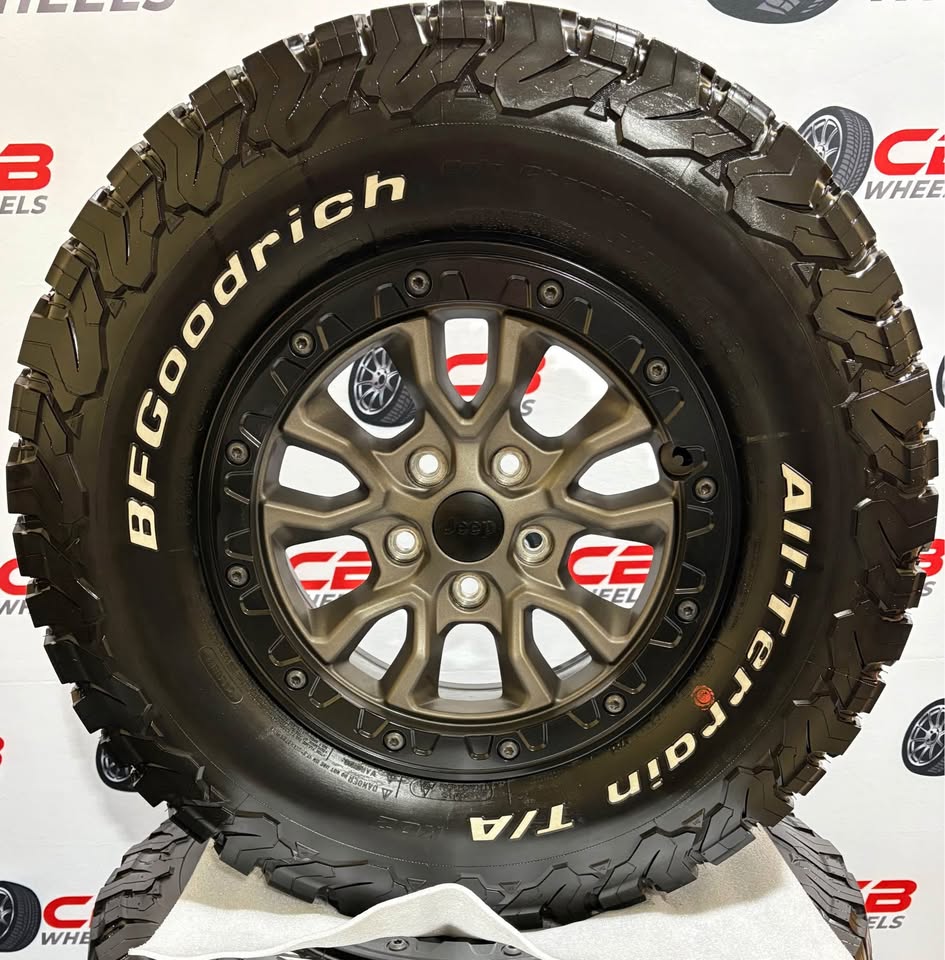 Jeep Wrangler Rubicon 17" OEM Bronze 392 Beadlock Wheels and Tires