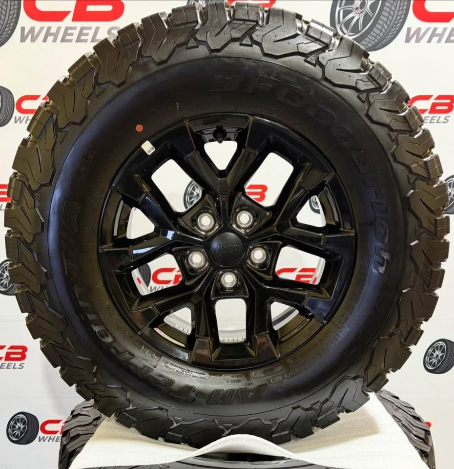 Jeep Wrangler 17" OEM Gloss Black Wheels and Tires