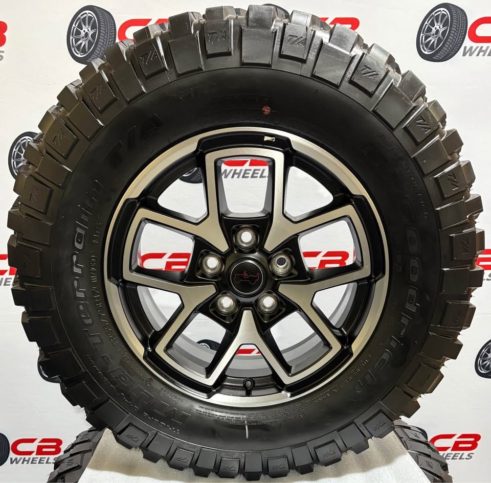 Jeep Wrangler Rubicon 17” OEM Machined Matte Black Wheels and Tires (Set of 5)