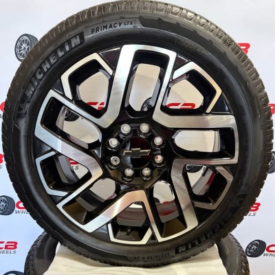 NEW Chevrolet Silverado 1500 EV 24” OEM Machined Gloss Black Wheels and Tires