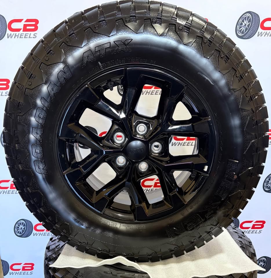 Jeep Wrangler 17" OEM Gloss Black Wheels and Tires (Set of 5)
