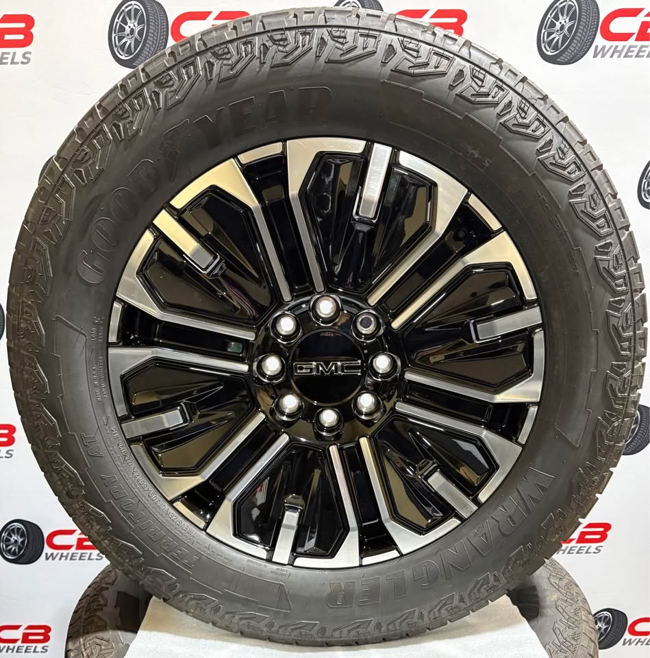 NEW GMC Sierra 1500 EV Denali 22" OEM Polished Gloss Black Wheels and Tires