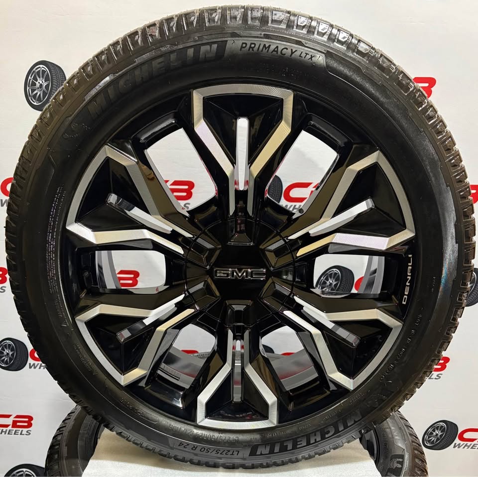 NEW GMC Sierra 1500 EV Denali 24" OEM Machined Gloss Black Wheels and Tires