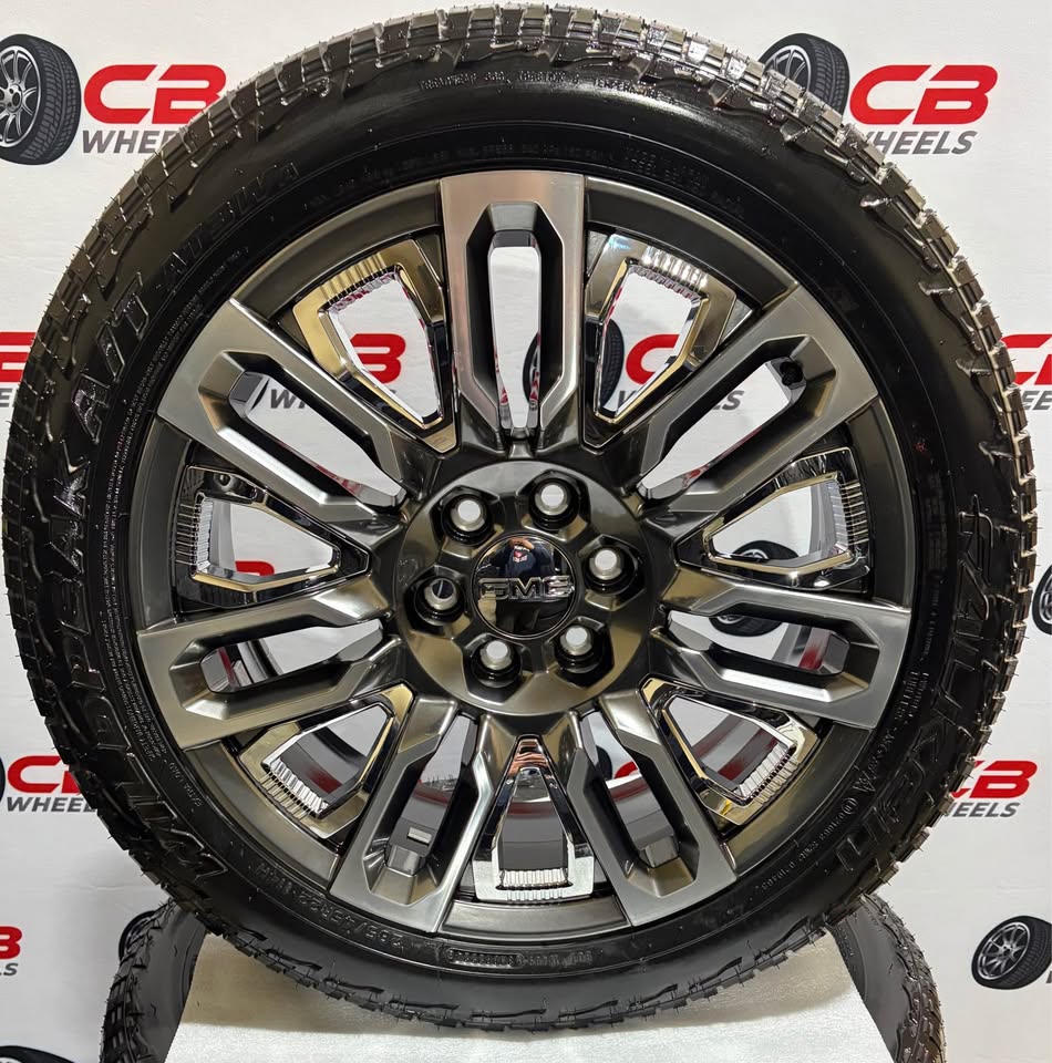 NEW GMC Sierra 1500 Yukon 22" OEM Machined Grey Wheels and Tires
