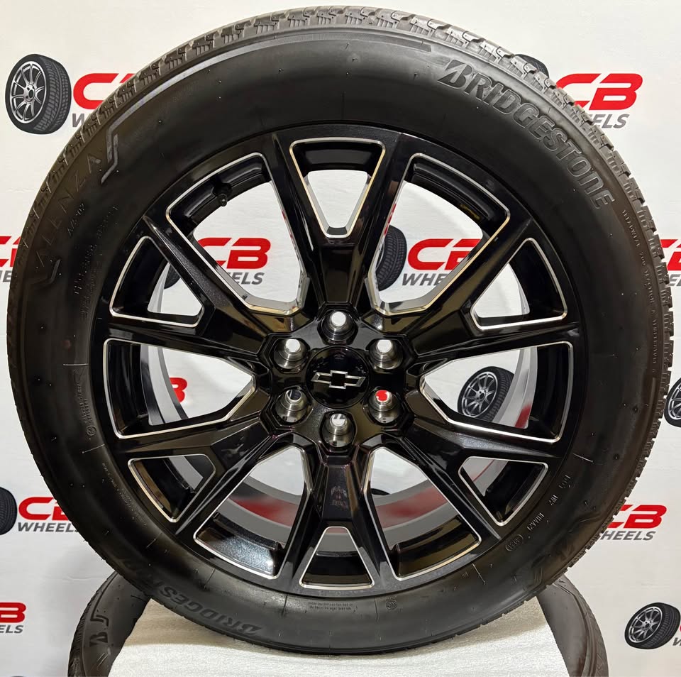 Chevrolet Tahoe 22" OEM Machined Gloss Black Takeoff Wheels and Tires