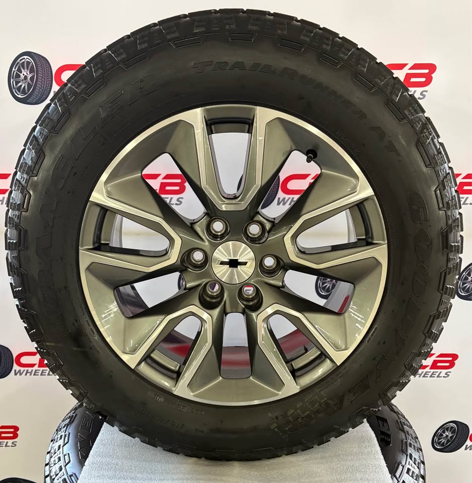 Chevrolet Silverado 1500 20" OEM Machined Charcoal Takeoff Wheels and Tires