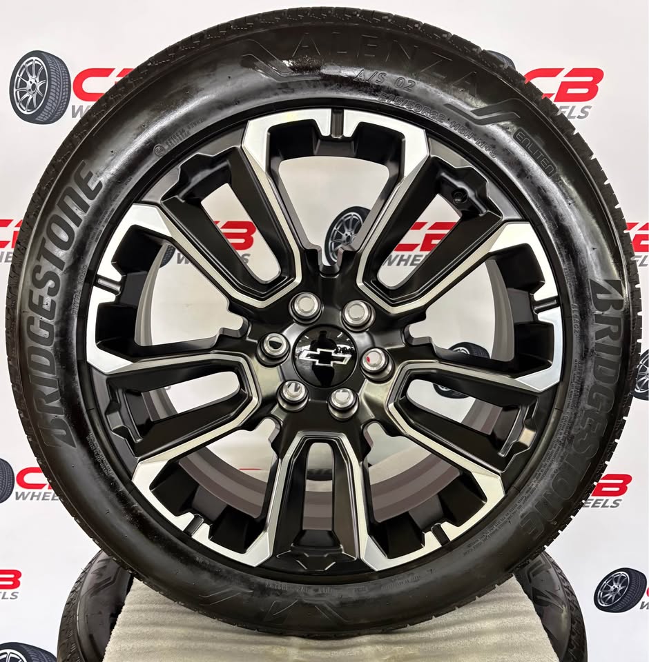 NEW Chevrolet Tahoe 22" OEM Machined Black Wheels and Tires