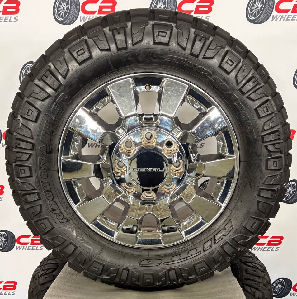 GMC Sierra 2500/3500 Denali 20" OEM Chrome Wheels with Nitto Ridge Grappler Tires