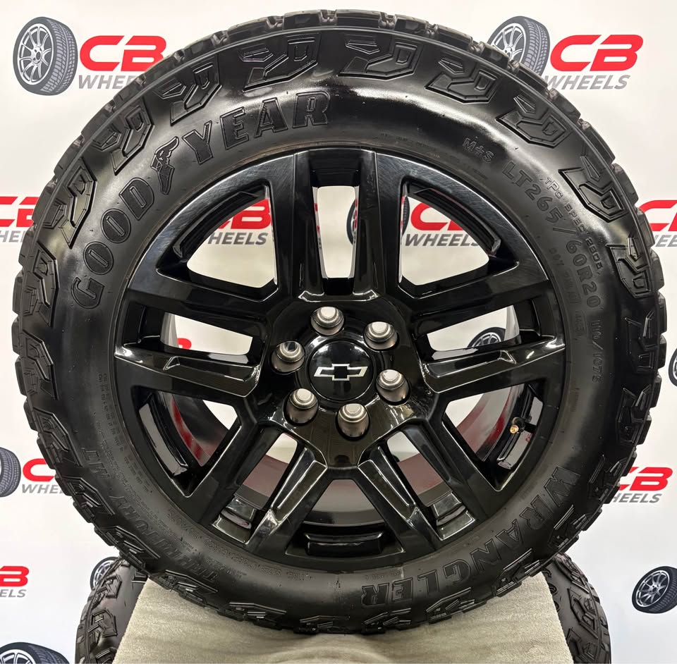Chevrolet Silverado 1500 Trail Boss 20" OEM Gloss Black Takeoff Wheels and Tires