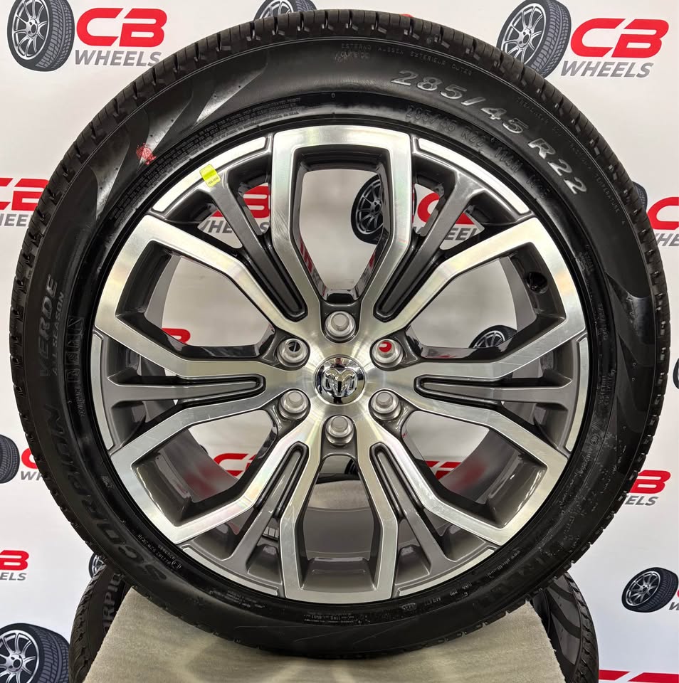 Ram 1500 Tungsten 22" OEM Machined Charcoal Takeoff Wheels and Tires
