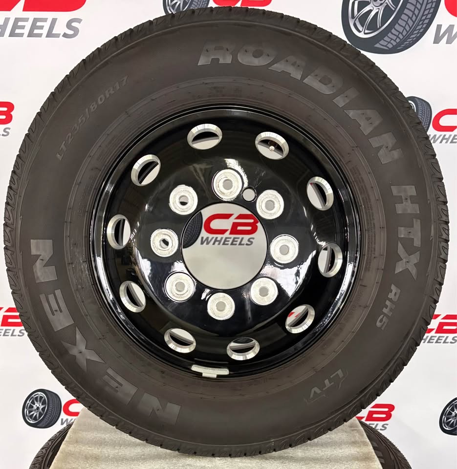 Ram 3500 Dually Limited Night Edition 17" OEM Gloss Black Takeoff Wheels and Tires