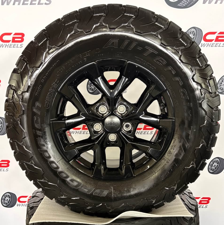 Jeep Wrangler 17" OEM Gloss Black Wheels and Tires