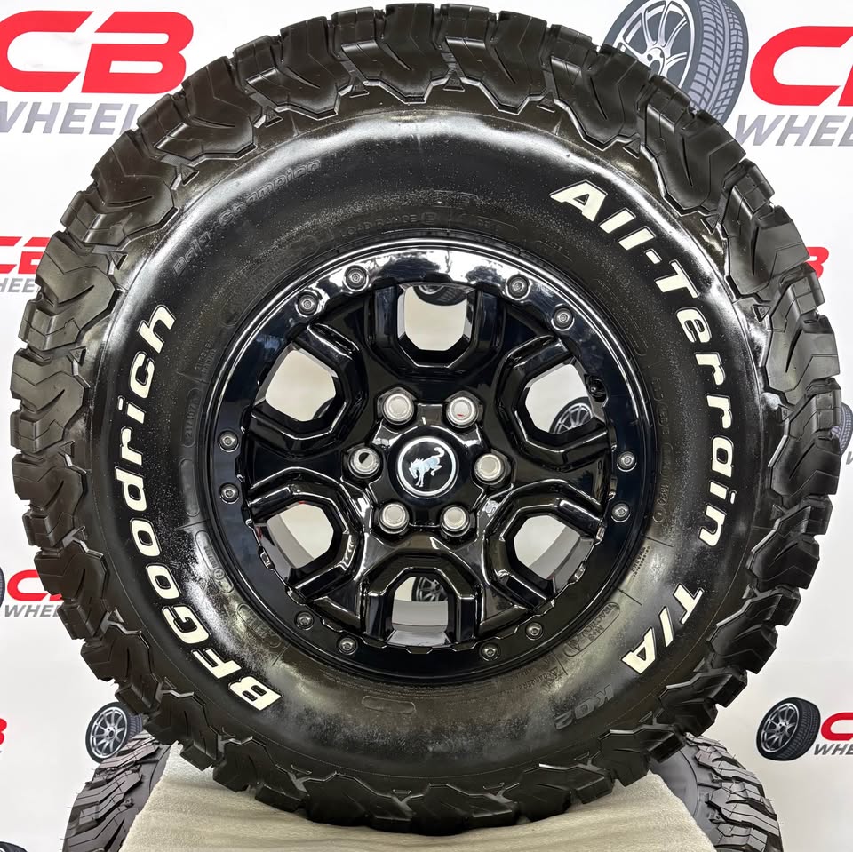 Ford Bronco 17" OEM Gloss Black Beadlock Takeoff Wheels and Tires
