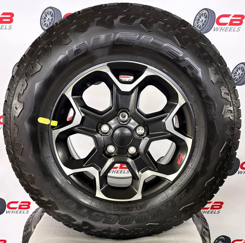 NEW Jeep Wrangler 17" OEM Machined Black Takeoff Wheels and Tires