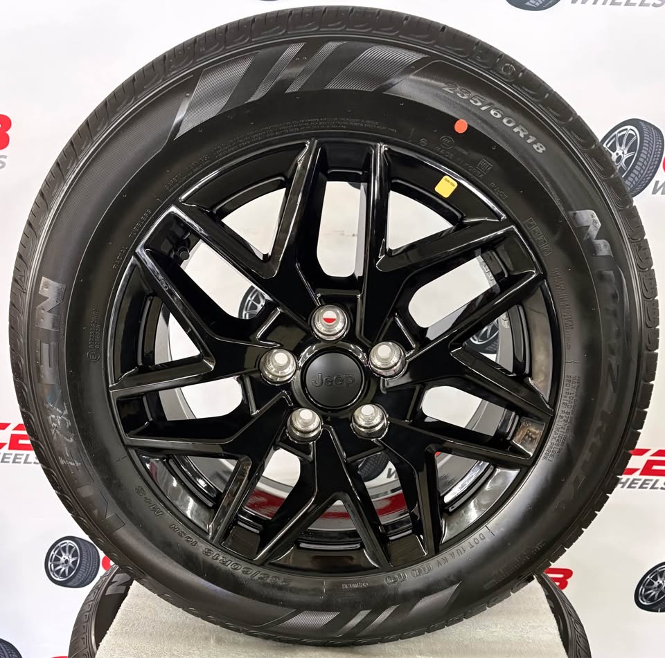 Jeep Cherokee 18" OEM Gloss Black Takeoff Wheels and Tires