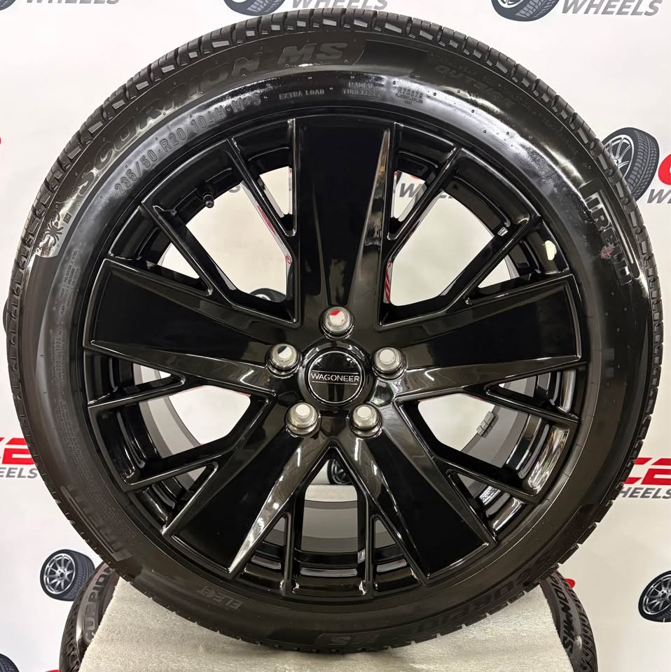 Jeep Wagoneer S 20" OEM Gloss Black Takeoff Wheels and Tires