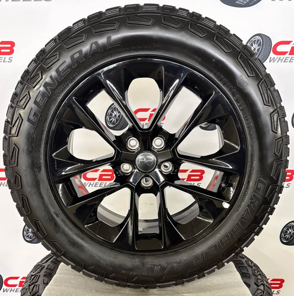 Jeep Wrangler 20" OEM Gloss Black Takeoff Wheels and Tires
