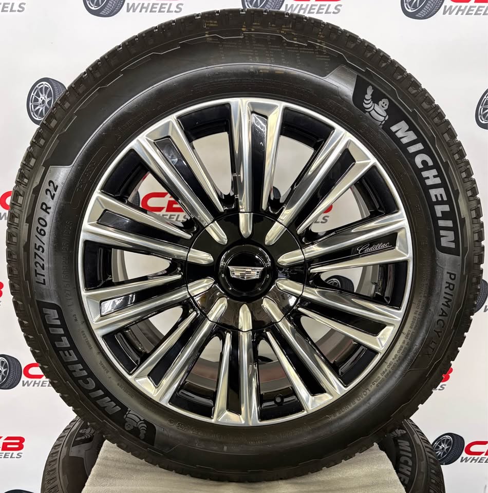 Cadillac Escalade IQ Platinum 22" OEM Polished Black Takeoff Wheels and Tires