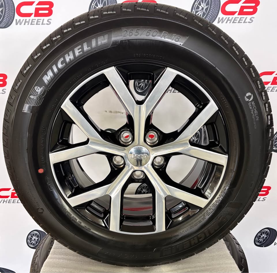 Jeep Grand Cherokee 18" OEM Polished Gloss Black Takeoff Wheels and Tires
