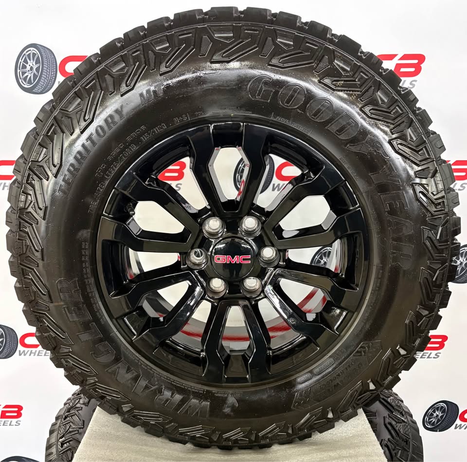 GMC Sierra 1500 AT4 18" OEM Gloss Black Takeoff Wheels and Tires
