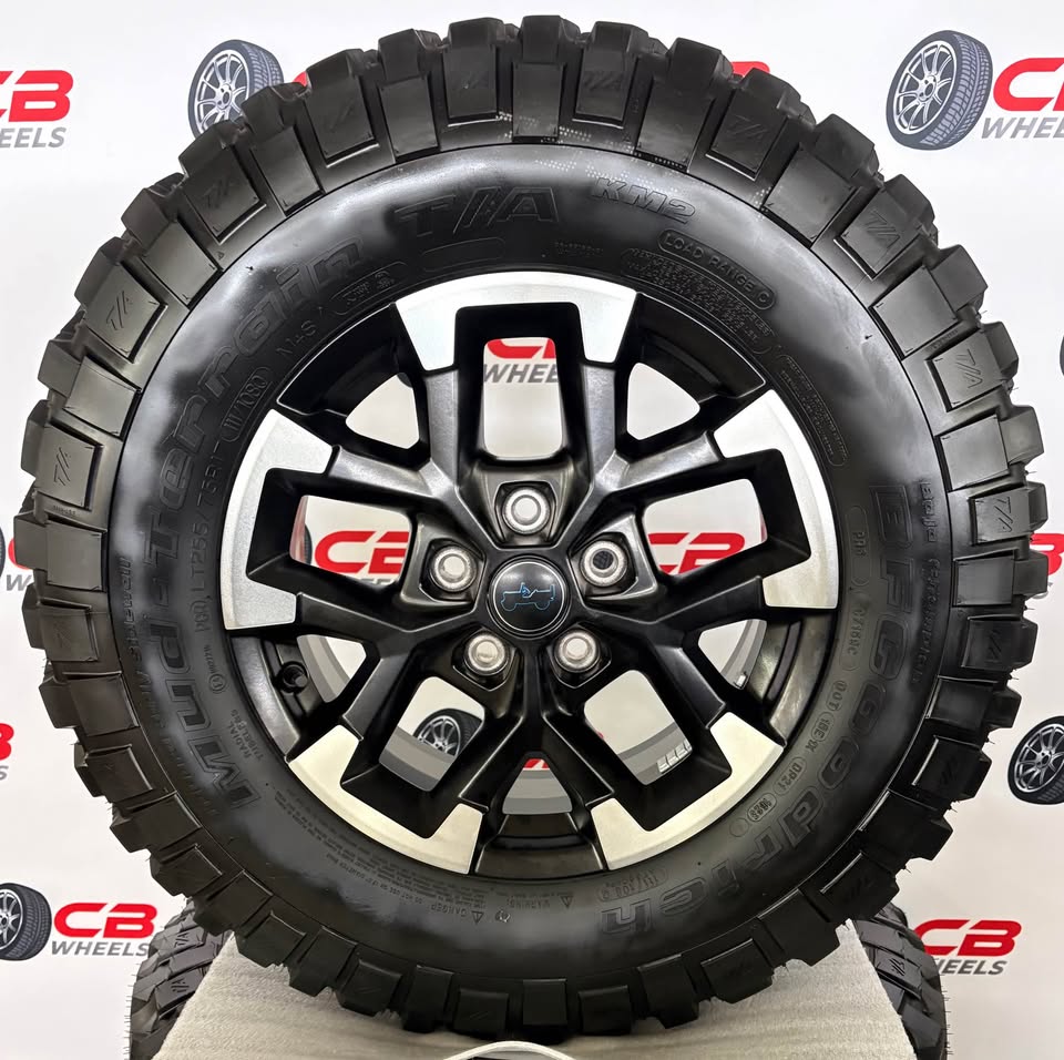 Jeep Wrangler 17" OEM Machined Black Takeoff Wheels and Tires