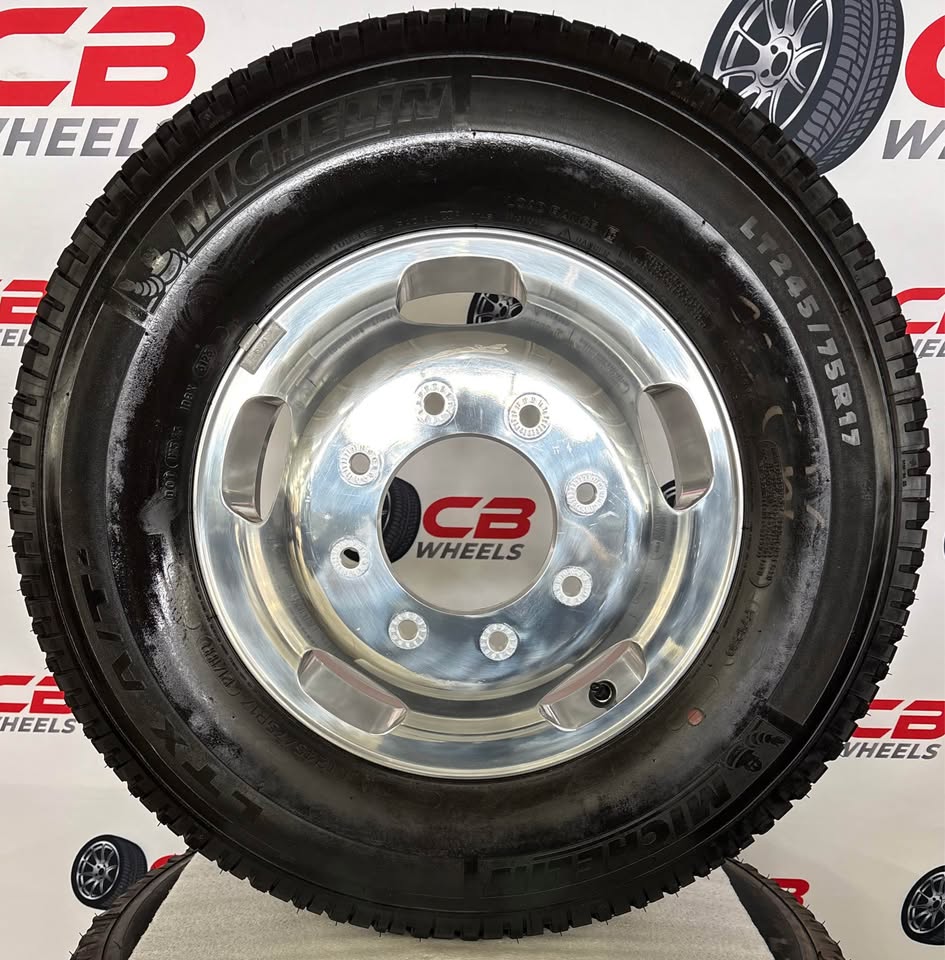 Ford F350 Dually 17" OEM Polished Takeoff Wheels and Tires