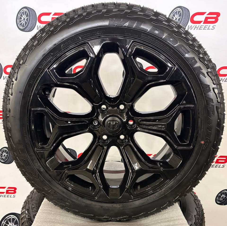 Ram 1500 22” OEM Gloss Black Takeoff Wheels and Tires