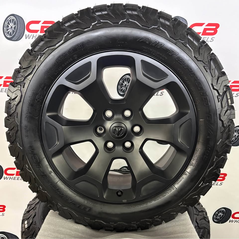 Ram 1500 20" OEM Matte Black Clad Takeoff Wheels and Tires