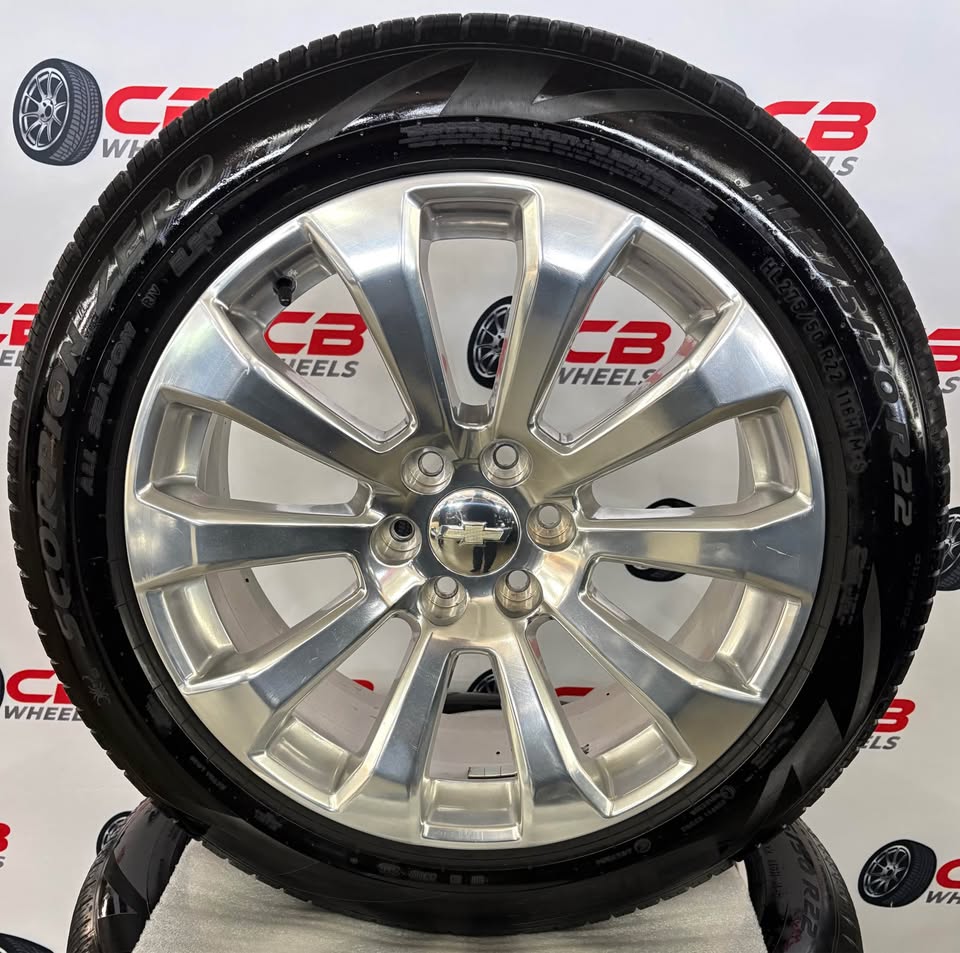 Chevrolet Tahoe 22" OEM Polished Takeoff Wheels and Tires