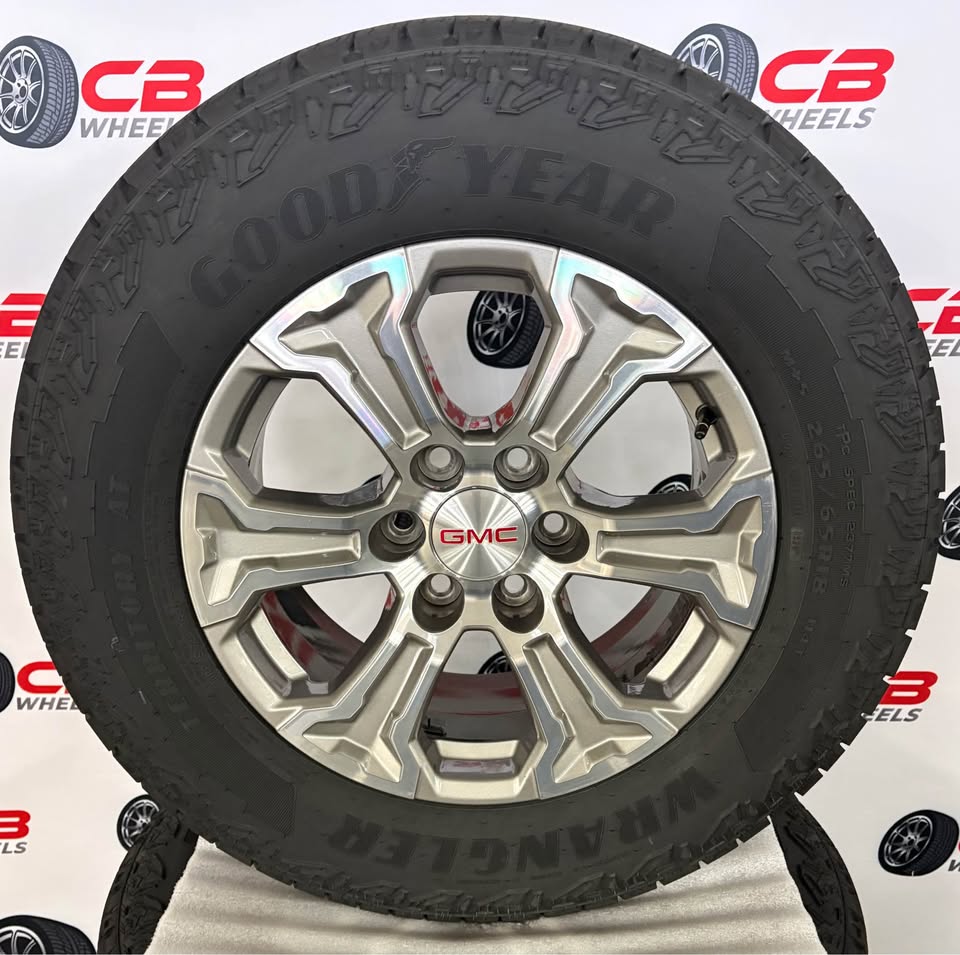 GMC Sierra 1500 AT4 18" OEM Machined Silver Takeoff Wheels and Tires
