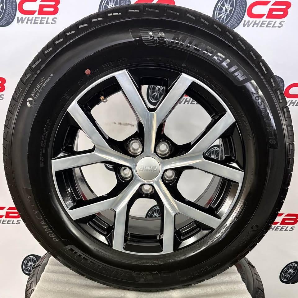 Jeep Grand Cherokee 18" OEM Polished Gloss Black Takeoff Wheels and Tires