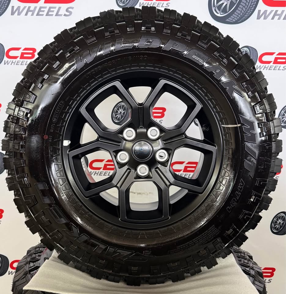 Jeep Wrangler 17" OEM Matte Black Takeoff Wheels and Tires