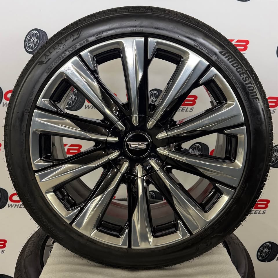 Cadillac Escalade V 24" OEM Polished Gloss Black Takeoff Wheels and Tires