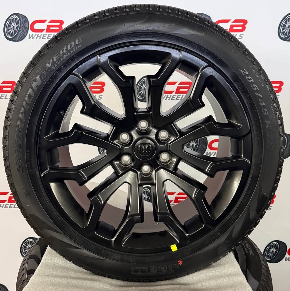 Ram 1500 Tungsten 22" OEM Matte Black Takeoff Wheels and Tires