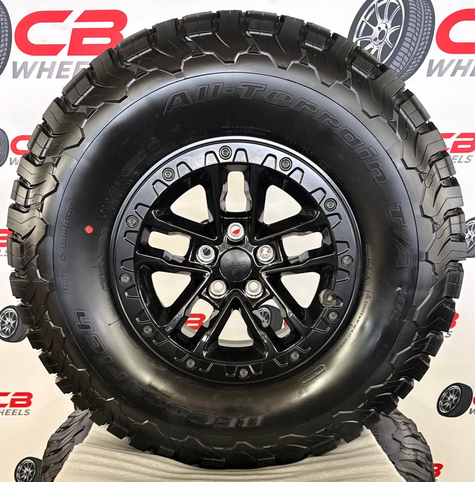 Jeep Wrangler Rubicon 392 17" OEM Gloss Black Takeoff Wheels and Tires