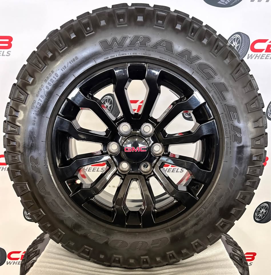 GMC Sierra 1500 AT4 18" OEM Gloss Black Wheels and Tires