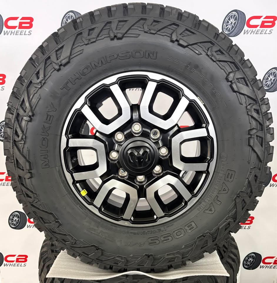 New Ram 2500/3500 18" OEM Machined Matte Black Wheels and 35" Tires