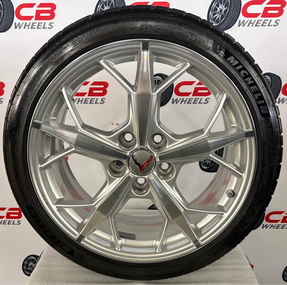 Chevrolet Corvette C8 19"/20" OEM Machined Silver Takeoff Wheels and Tires