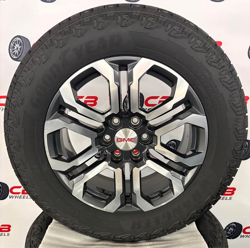 GMC Sierra 1500 AT4 20" OEM Machined Charcoal Takeoff Wheels and Tires