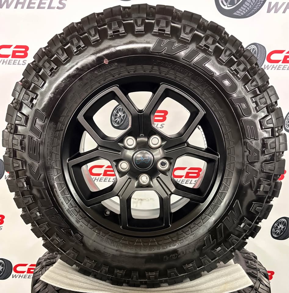 Jeep Wrangler 17" OEM Matte Black Takeoff Wheels and Tires