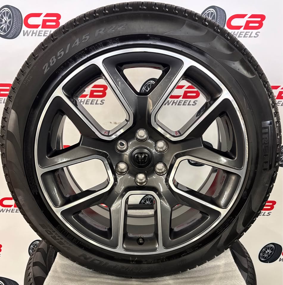 Ram 1500 Laramie 22" OEM Polished Charcoal Takeoff Wheels and Tires