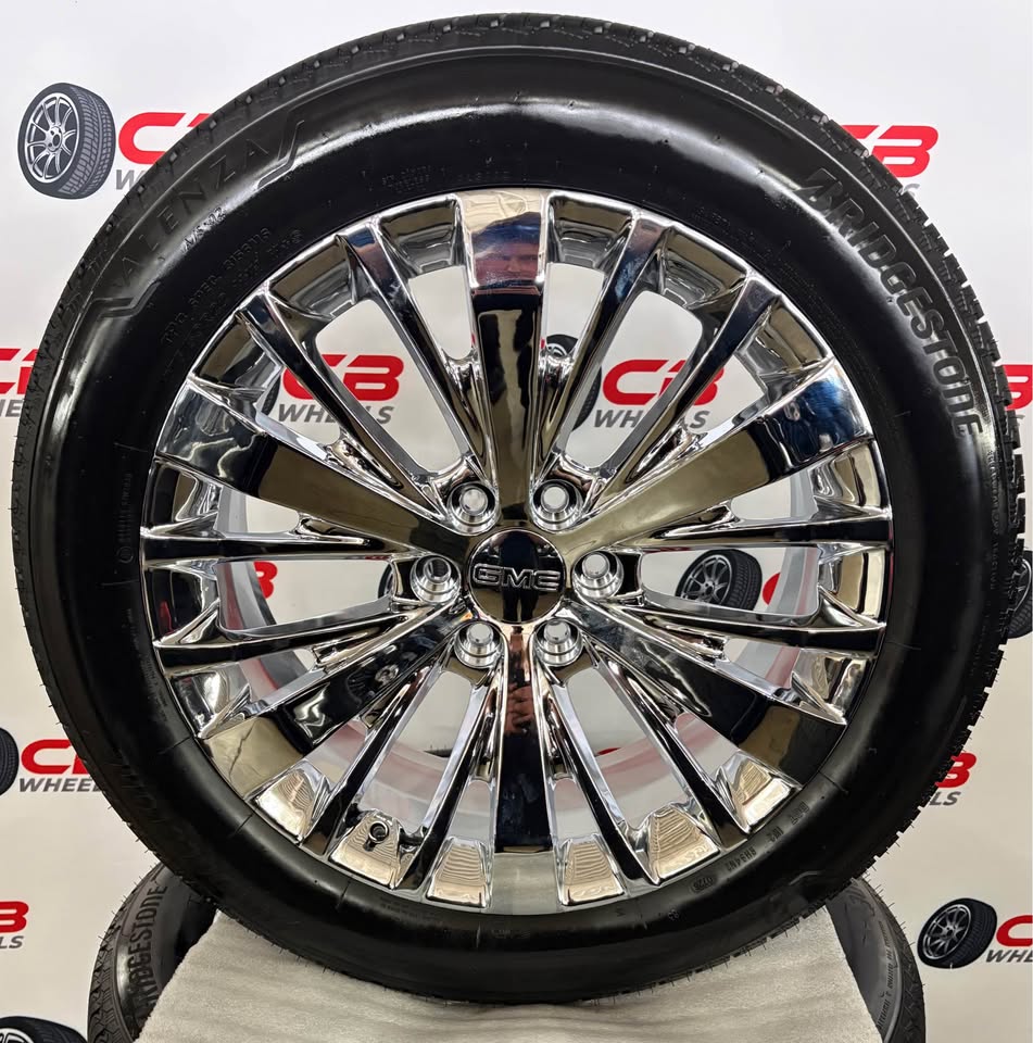 NEW Escalade Suburban Sierra Silverado Tahoe Yukon 22" Chrome Wheels and Tires