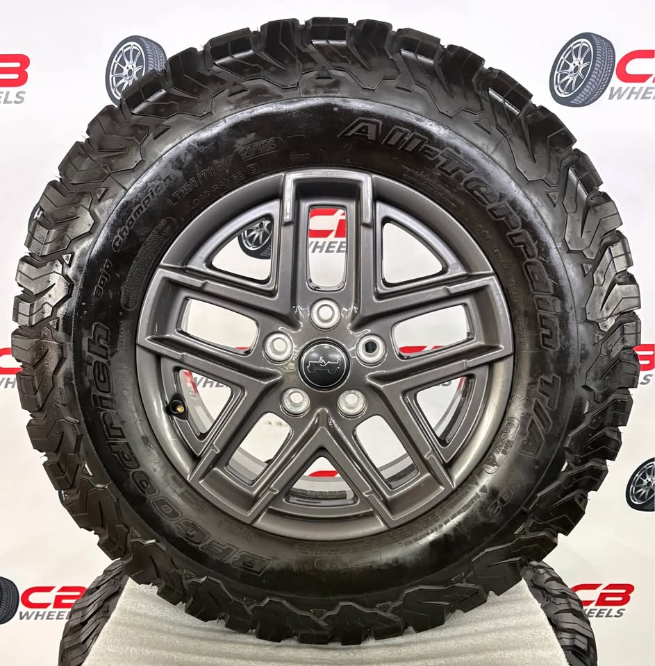 Jeep Wrangler 17" OEM Charcoal Takeoff Wheels and Tires