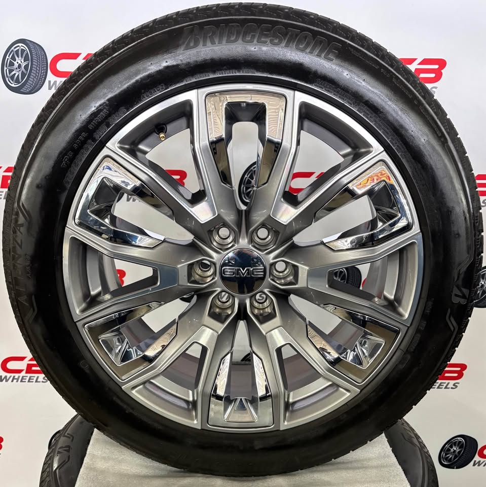 GMC Yukon 22" OEM Hypersilver W/ Chrome Inserts Wheels and Tires