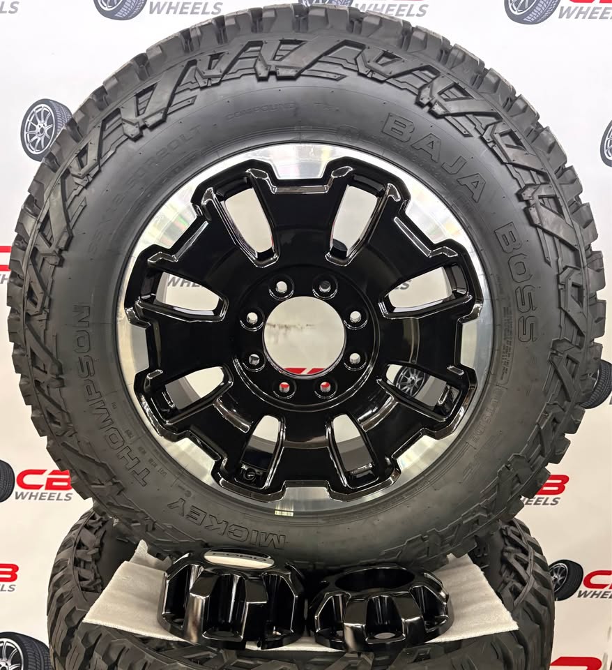 Ford F250/F350 20" OEM Machined Gloss Black Wheels with 35" Tires