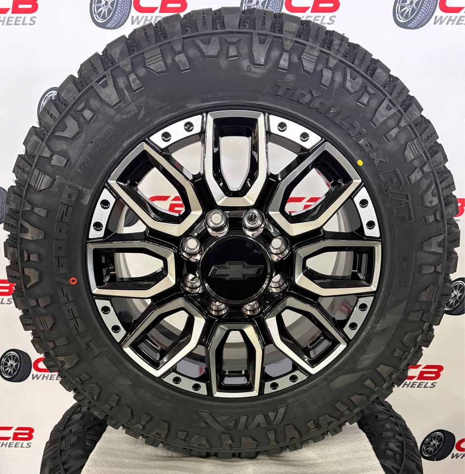 Chevrolet Silverado 2500/3500 20" OEM Machined Gloss Black Takeoff Wheels and Tires