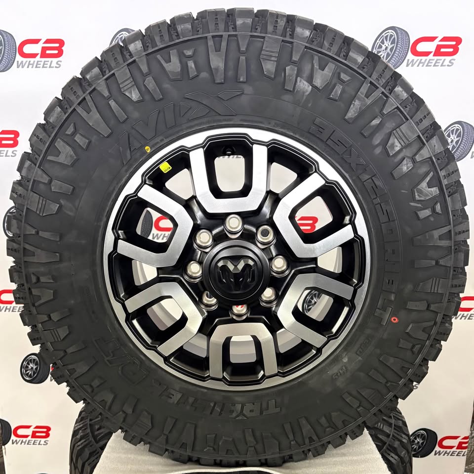 New Ram 2500/3500 18" OEM Machined Matte Black Wheels and 35" Tires
