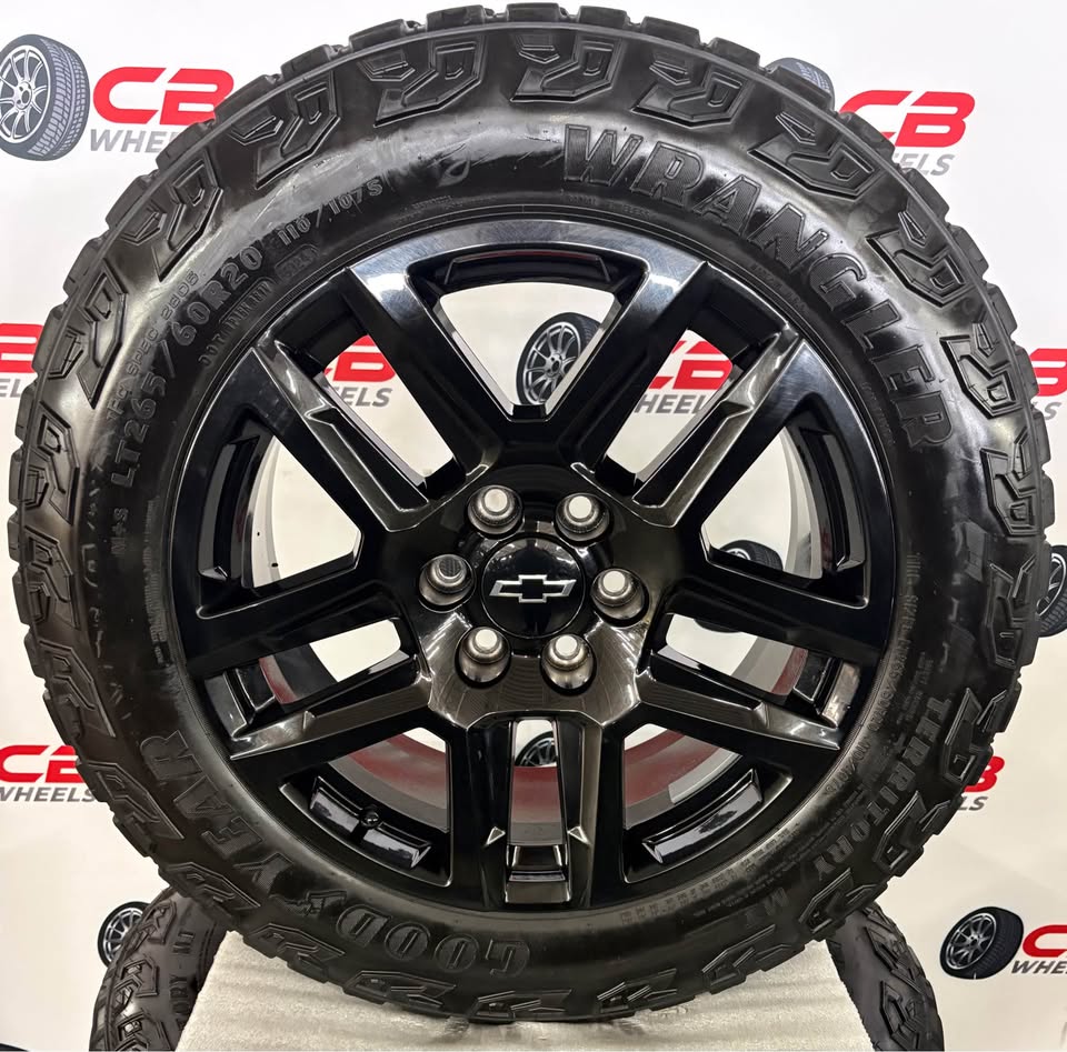 Chevrolet Silverado 1500 Trail Boss 20" OEM Gloss Black Takeoff Wheels and Tires