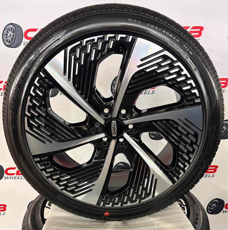 Lincoln Navigator Black Label 24" OEM Machined Gloss Black Takeoff Wheels and Tires